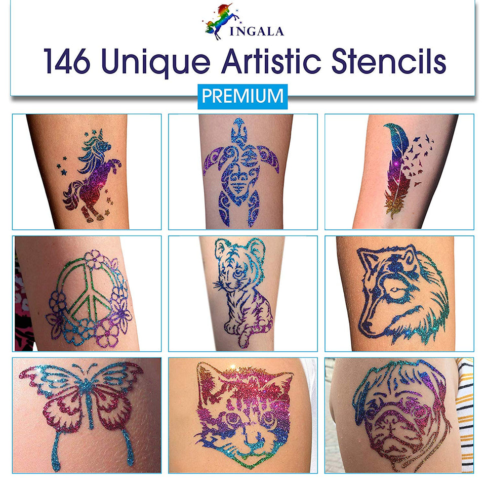 778pcs Temporary Tattoos Stencils, 20 Sheets Reusable Boys and Man Gli –  EveryMarket