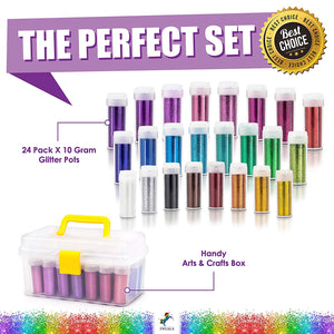 INGALA 24-Color Arts and Crafts Glitter Set – Extra Fine Glitter Kit